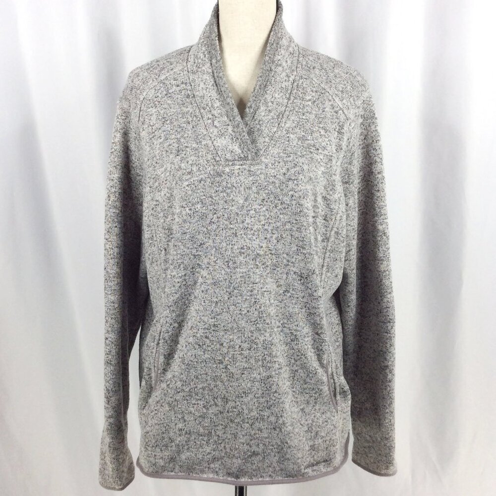Eddie Bauer Heather Gray Shawl Collar Pullover Sweatshirt